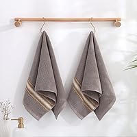 Vista 2 de YiLUOMO Toallas de mano texturizadas con patrón de rayas, 100% algodón, suaves, altamente absorbentes, para baño, 13 x 29 pulgadas