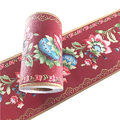 Yija Lantern Flower Self-Adhesive Wallpaper Border Pvc Wall Covering Borders Bathroom Kitchen Tiles Decor Sticker 5 Meters (Red) #TOP19