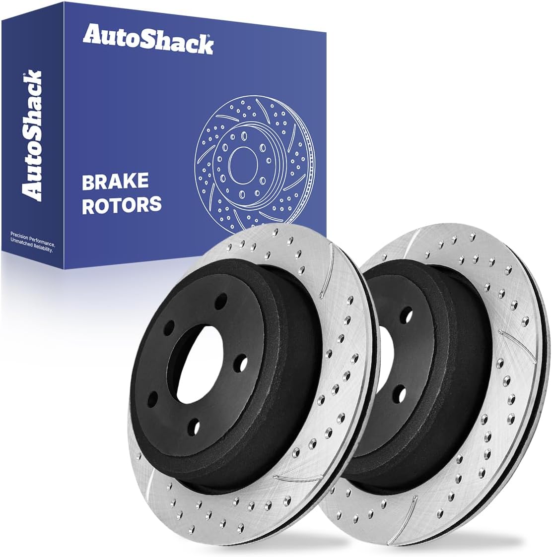 AutoShack Rear Brake Rotors for Ford & Mazda, Ranger 2010-2011 B2300 2010 B4000 2010, 4WD RWD L4 2.3L V6 4.0L - E-Coated Drilled & Slotted - ShadowGuard - 11.62" (295.1 mm), 5-Lug