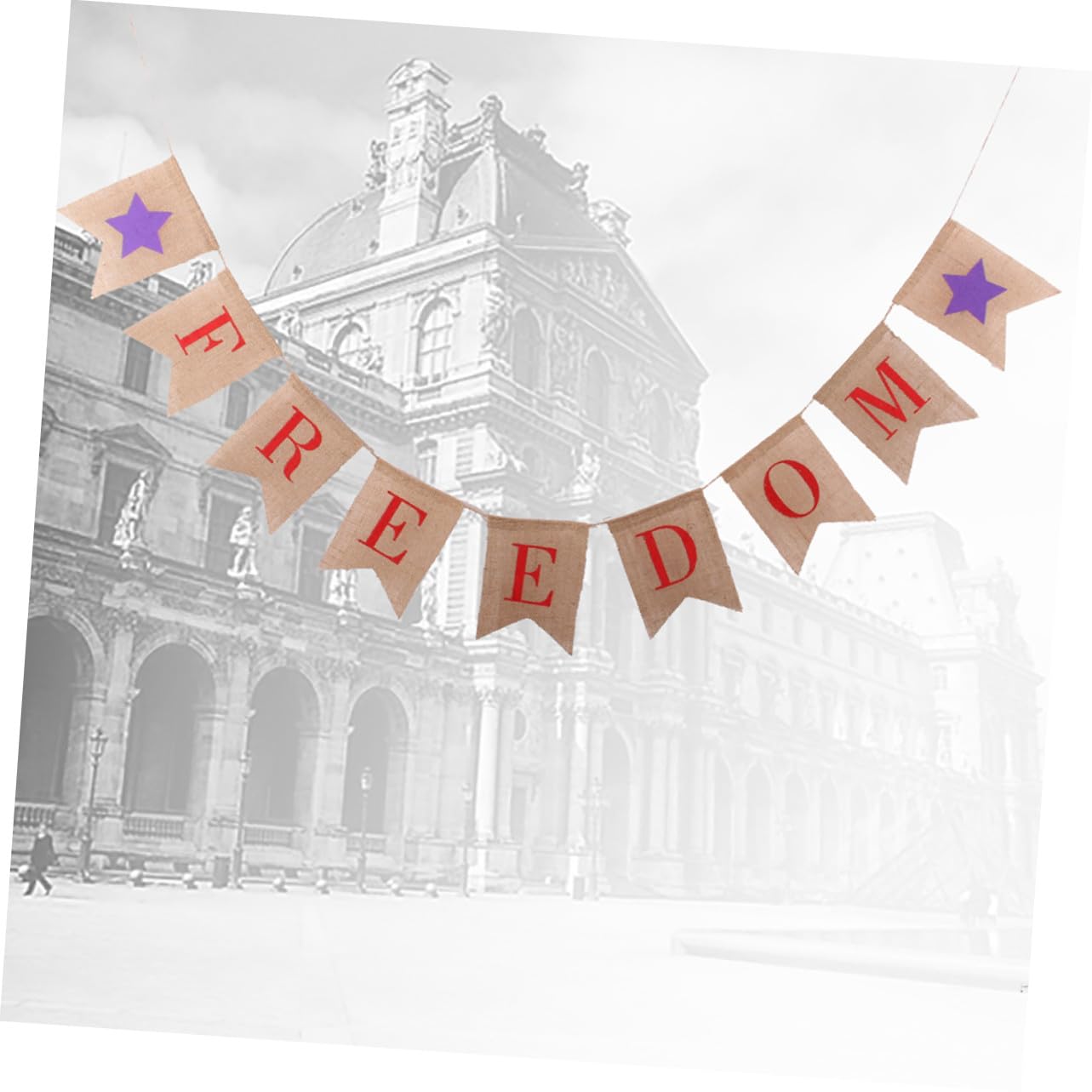 VICASKY 3 Pezzi Ghirlanda Patriottica in Juta Resistente per Decorazioni Festa Dellindipendenza Americana con Bandierine Freedom per Interni ed Esterni