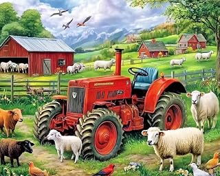 MSTINGSHUN Paint by Numbers Kit for Adults, DIY Acrylic Easy Sheep Pasture Adults Paintwork Kits, Watercolor Painting by Numbers Kits on Canvas for Beginner Home Wall Decor Without Frame 16x20inch