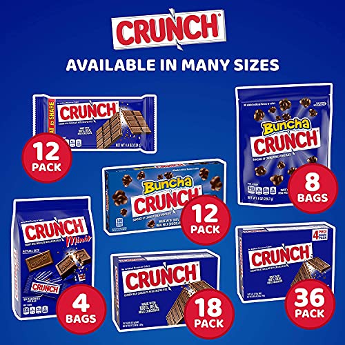 Crunch 100% Real Milk Chocolate Mini Candy Bars, Bulk Individually Wrapped Bars In 10.5 Oz Bags (4 Pack) #TOP6