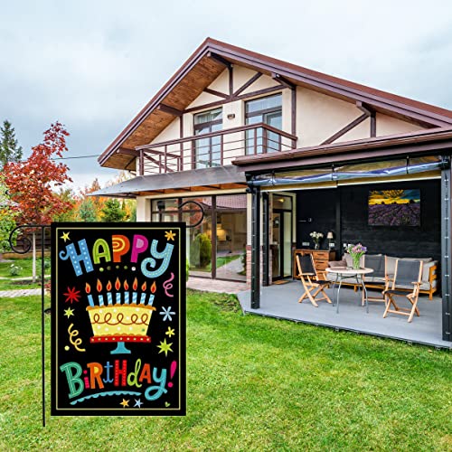 Buyito Happy Birthday Garden Flag Double Sided Cartoon Printing Flags Small Yard Banner Linen Outdoor Lawn Signs Birthday House Sign Party Flags Decorations For Home Outdoor Suitable For Birthday Party (12.5 X 18 Inches) #TOP3