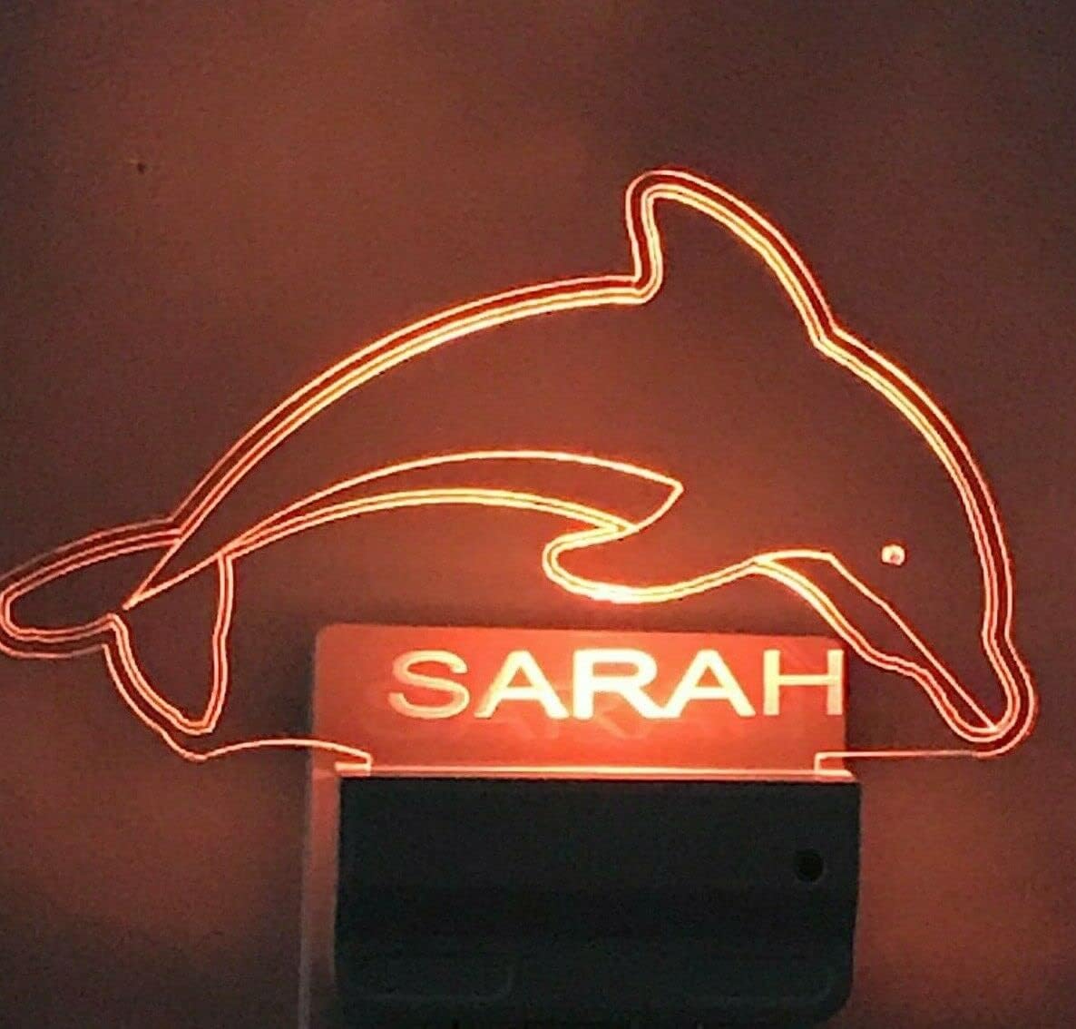 MIRROR MANIA Dolphin Night Light Multi Color Personalized LED Plug-in, Ultra-Slim Cool-Touch Night Light with Smart Dusk to Dawn Sensor, Children's Bedroom Kitchen, Bathroom, Hallway Night Light