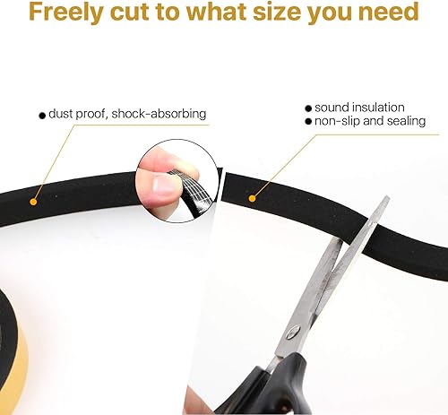 Miniatura 5 de Burlete para puerta, 4 rollos, 12 pulgada de ancho x 18 pulgadas de grosor, total 52 pies de largo, cinta adhesiva de espuma para aislamiento de