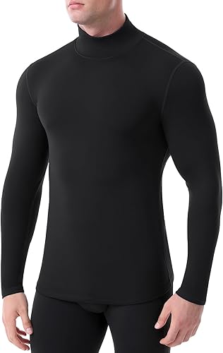 Miniatura 2 de Runhit Camisas de compresión térmica para hombre, cuello alto, manga larga, forro polar, capas base de entrenamiento atlético