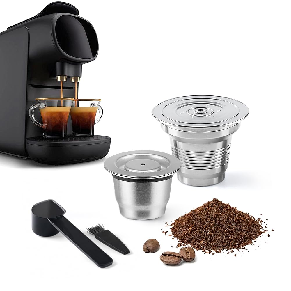 Cápsulas de café reutilizables de acero inoxidable grandes y pequeñas compatibles con L'OR Barista LM8012, cápsulas de café rellenables de metal para cápsulas de espresso L'or