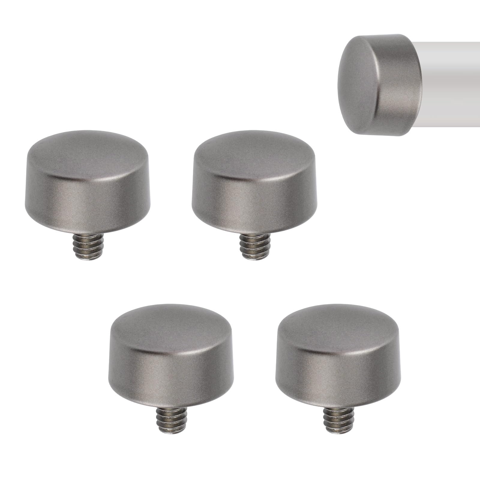 UFURMATE 4Pcs Curtain Finials Gray Plastic Curtain Rod Caps Drapery Pole Decorative Ends Vintage Window Treatment End Stops, Fits Dia. 3/4 inch Rods for Home Window Decor