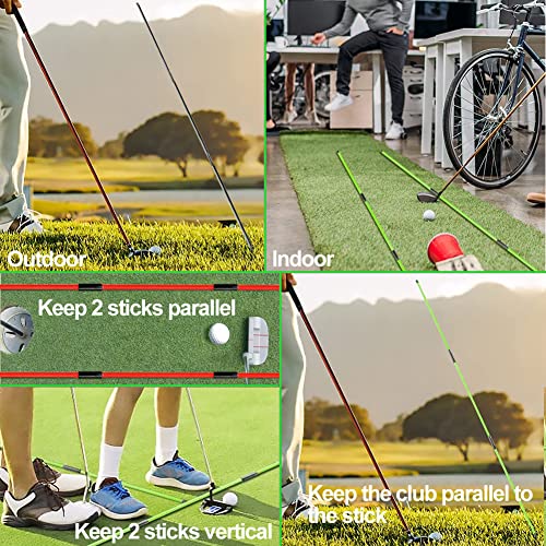 Apexone Golf Alignment Stick, 2-Pack 48’’ Collapsible Golf Aligned Aid Rods With Clear Storage Tube For Aiming,Putting,Full Swing Trainer,Posture Corrector Golf Training Aid Accessory Kit (Black) #TOP5