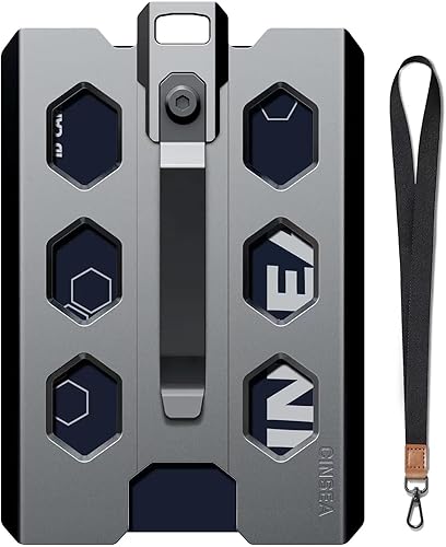 Portatarjetas  carterasoporte de crédito con clip de metal y ranura para 4 tarjetas (gris)