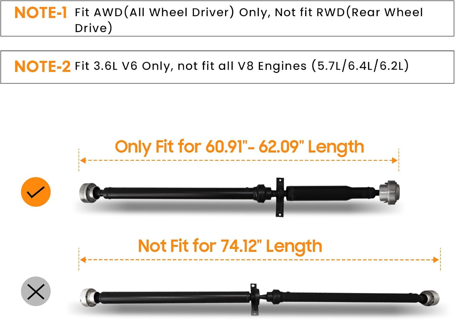 Rear Complete Drive Shaft Fit for Dodge Charger, for Chrysler 300 2015-2019 3.6 V6 AWD Driveshaft Prop Shaft Assembly Replaces 68261528AD, 68212031AB, 976-986