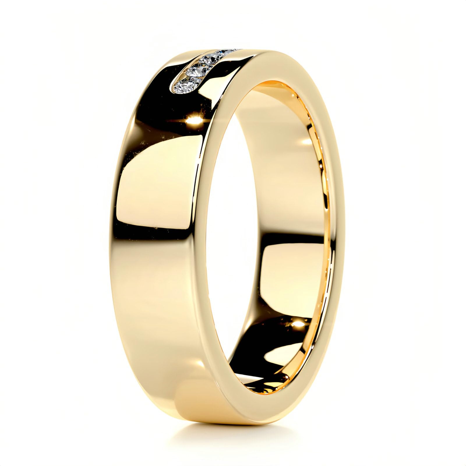 Anillo de moissanita de oro amarillo de 9K/14K/18K, anillo ancho con moissanita