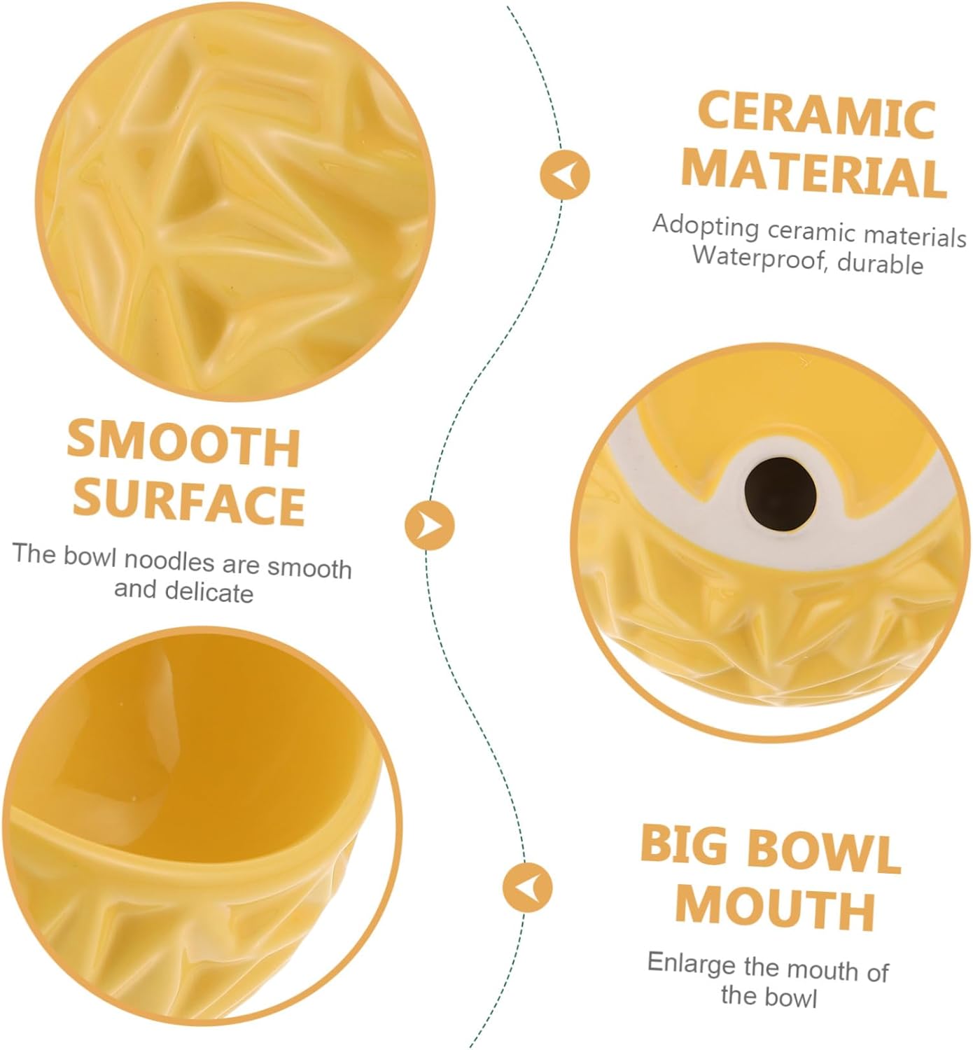 Creative Geometric Ceramic Kitten Feeding Bowl Anti-Spill Household Cat Food Dish with Smooth Polished Surface Capacity Decorative Pet Feeder for Indoor Cats Bite-Resistant Yellow