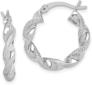 Brincos de argola de prata esterlina 925 torcidos 3,5 x 20 mm conjunto de argolas de orelha redondo joias finas para mulheres presentes para ela, Prata esterlina Cristal
