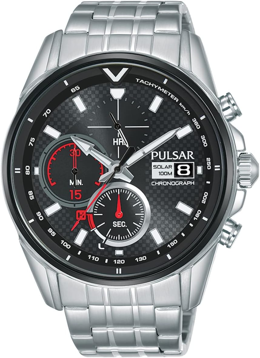 PULSAR Analog Seiko UK Limited Model - EU Press Solar m Sport Chronograph Watch with Stainless Steel Bracelet Pz6027x1 Brand