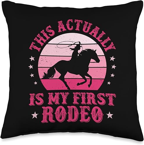 Miniatura 1 de This Actually is My First Rodeo Women Country Life Cowgirl - Almohada de 16 x 16 pulgadas, multicolor