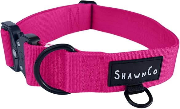 ShawnCo Basecamp Dog Collar- Premium, Adjustable, Heavy-Duty Nylon Tactical Dog Collar with Metal Buckle for Medium and Large Dogs Orchid, M
