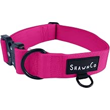 ShawnCo Basecamp Dog Collar- Premium, Adjustable, Heavy-Duty Nylon Tactical Dog Collar with Metal Buckle for Medium and Large Dogs Orchid, M