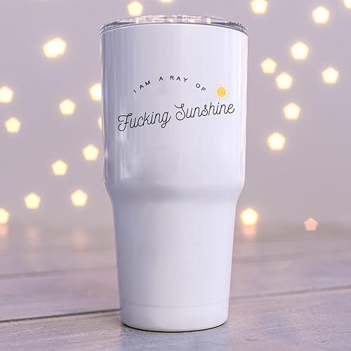 Miniatura 4 de Vaso de viaje de acero inoxidable con texto en inglés "I Am A Ray Of Fucking Sunshine", regalo para mejor amigo, vaso de viaje de acero inoxidable