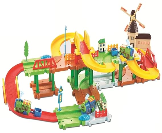Webby Mega Windmill 24 Train Set with Music and Lights (Multi-Color, 52 Pieces)