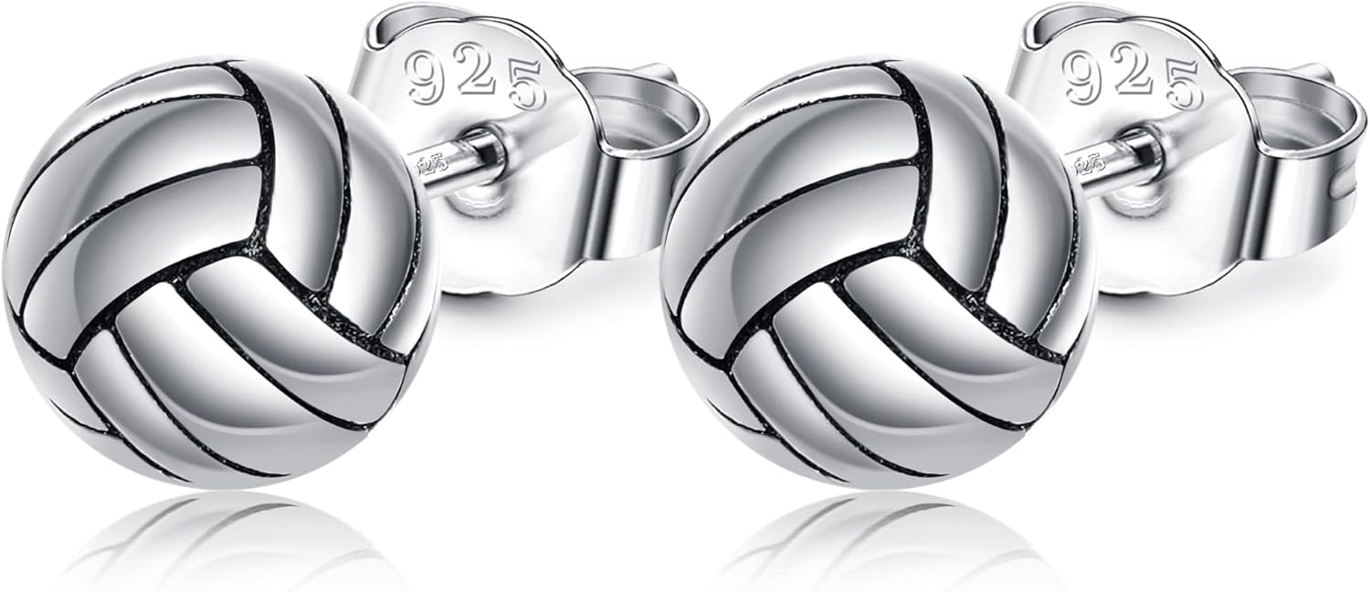 YAFEINI Volleyball Earrings 925 Sterling Silver Volleyball Studs Earrings Sports Jewelry Gifts for Women