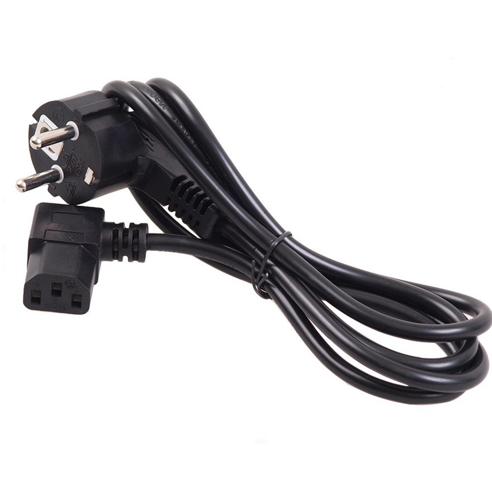 InLine Netzkabel Gewinkelt (2 Stück) – Schuko Auf Kaltgerätestecker C13 Links Abgewinkelt, 1m + 0,5m, Schwarz