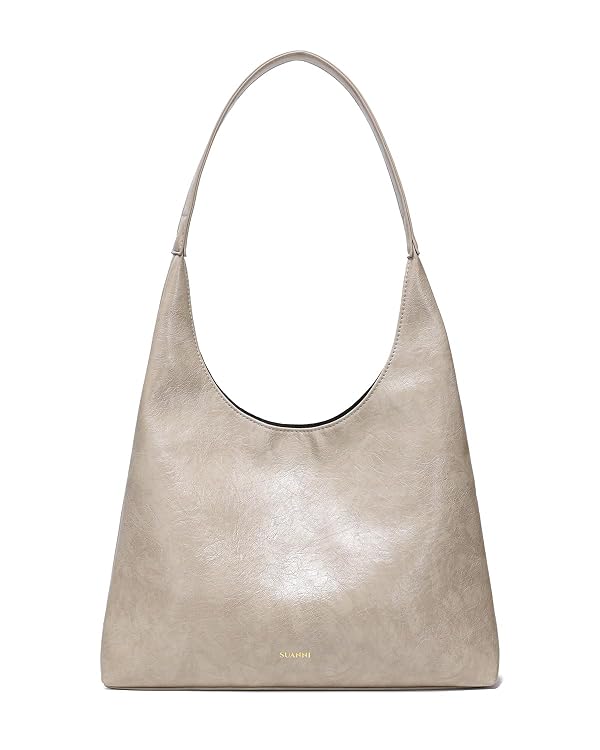 SUANNI PU Vegan Leather Tote Bag for Women, Slouchy Shoulder Bags, Summer Large Hobo Purse, Women's Handbags With Zipper, Casual Purses for Everyday Work Travel College(Stone Beige) by SUANNI - Used condition - CA$27.59
