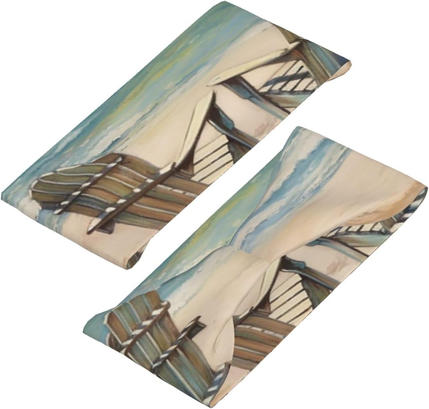 Beach Scene with Chairs Sports Headband for Men Women Wide Elastic Hair Bands Moisture Wicking Workout Sweatband Fashion Non Slip Head Bands Running Bandana for Yoga Fitness