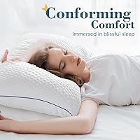 Vista 2 de viewstar Almohada de espuma viscoelástica tamaño Queen, 1 unidad, almohadas de cama trituradas firmes ajustables para dormir de lado y espalda