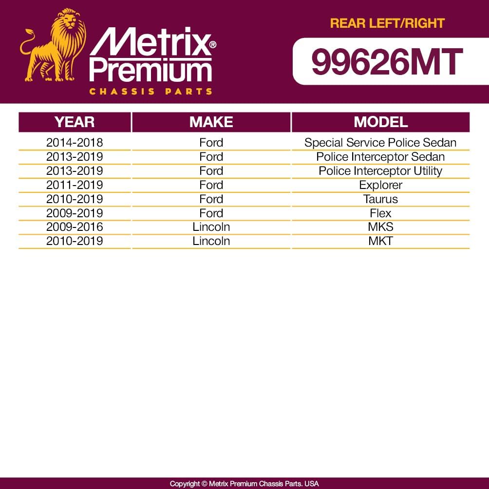 Metrix Premium Chassis Parts - Rear Left & Right Sway Bar Stabilizer End Link Kit Fits 14-18 Ford Special Service Police, 10-19 Taurus, 09-19 Flex, 09-16 Lincoln MKS, 10-19 MKT, K750393, K750394
