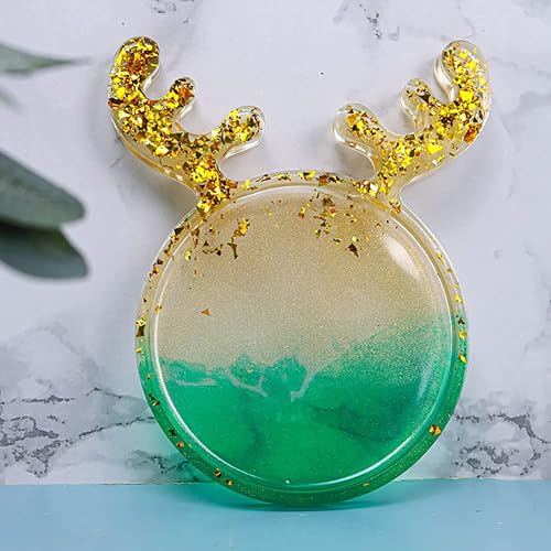 Miniatura 7 de Surakey Bandeja de silicona para gatos de Navidad, 1 molde de bandeja de resina, moldes de resina epoxi de silicona, posavasos para gato, alce,