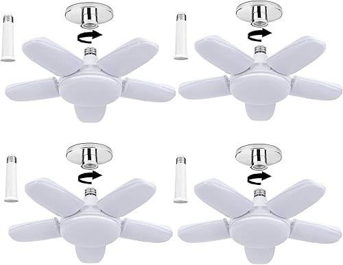 LED Garage Lights, 100W Deformable Led Garage Ceiling Lighting 11000LM E26E27 Daylight 6000K Super Bright Garage Light Adjustable Garage Light for