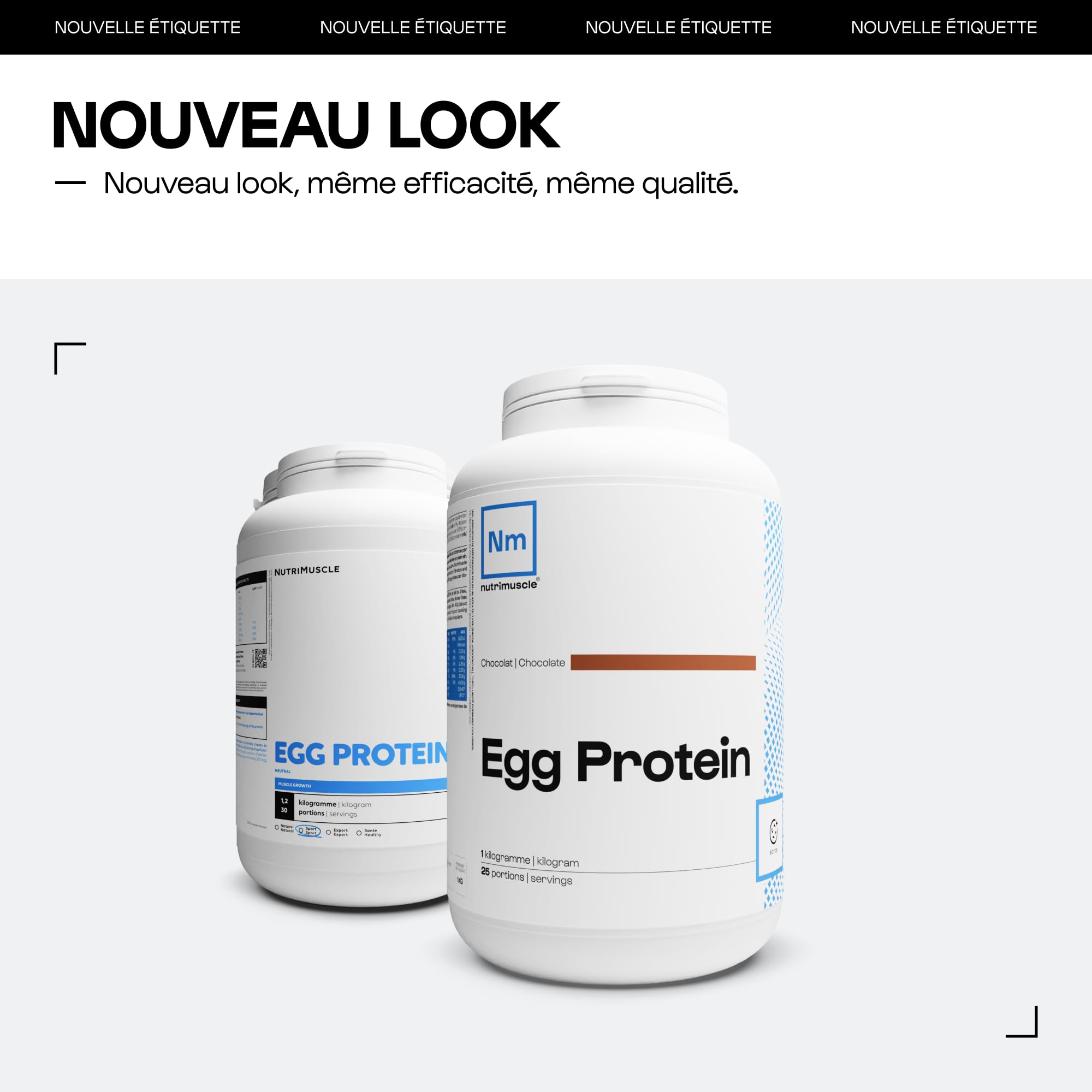 Nutrimuscle 100% proteine di uova pure | Pollo ruspante Francia - Shaker in polvere - 86% di proteine - Bodybuilding e fitness | Natura