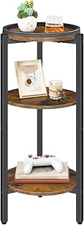 HOOBRO Small Round Side Table, 3-Tier Slim Coffee Drink Table for Sofa Couch, 28.7" H Round Nightstand, Circle Wooden Accent Pedestal Table for Living Room, Bedroom, Corner, Rustic Brown BF182BZ01