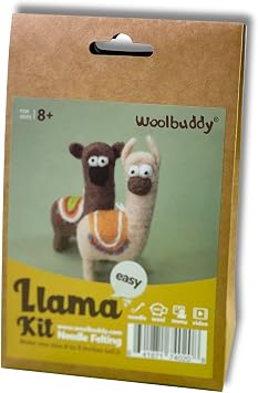Woolbuddy Needle Felting Kit (Llama) for Beginner Adults, Starter Set with Wool, Felting Needles & Instructions