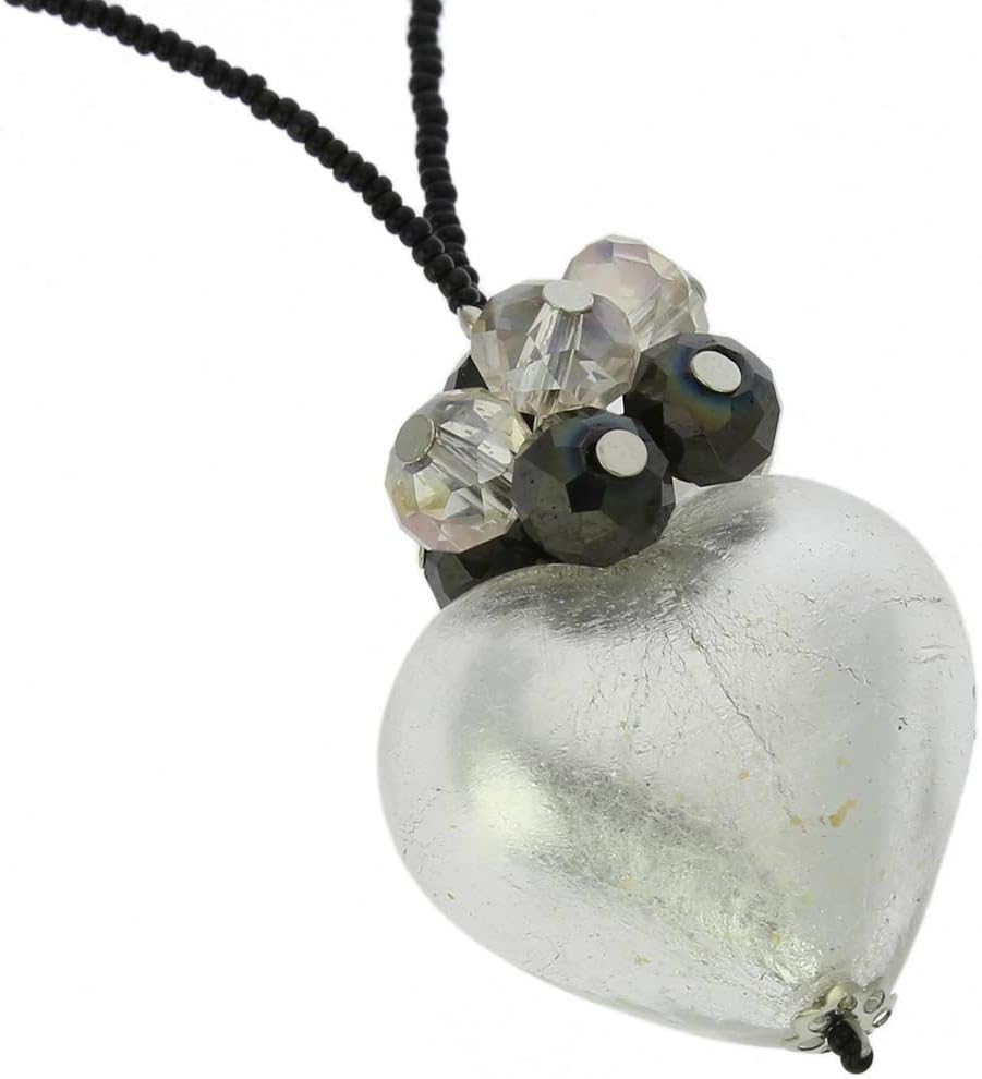 Glass Of Venice Murano Glass Venetian Love Heart Necklace - Silver
