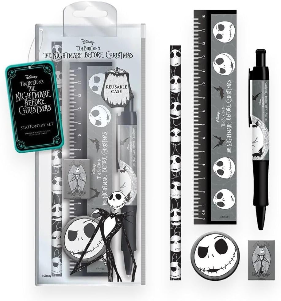 Pyramid International Genuine Disney Nightmare Before Christmas Spooky Stationery Set Pen Eraser Ruler