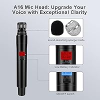Vista 5 de Sistema de micrófono inalámbrico de 4 canales, micrófono inalámbrico de metal UHF cuádruple, 4 micrófonos de mano, larga distancia de 150 a 200