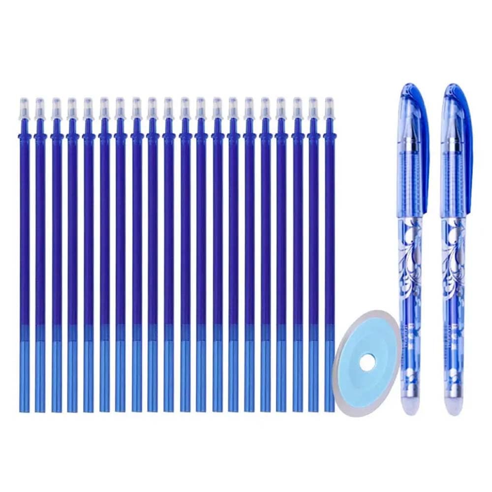 23 Pcs Erasable pen Rollerball Gel Pen Refills Set with Eraser Thin Nib of 0.35mm Washable Handle Magic Erasable Pen for School Office Writing Stationery.(blue)