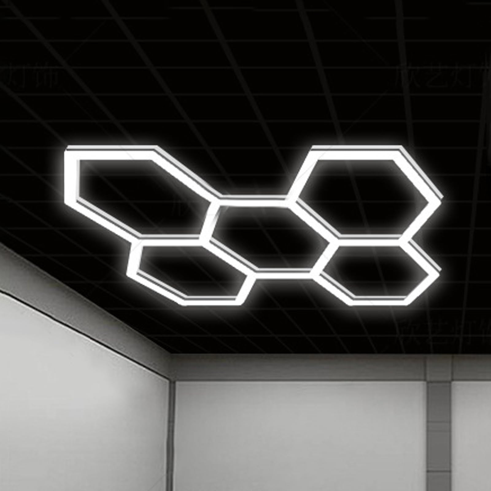 Plafonnier LED Hexagonal pour Garage,Luminaire De Garage à LED en Nid d'abeille,Plafonnier LED Nid D'Abeilles,éClairage Garage en Nid d'abeille,Haute Luminosité,pour Salle Sport