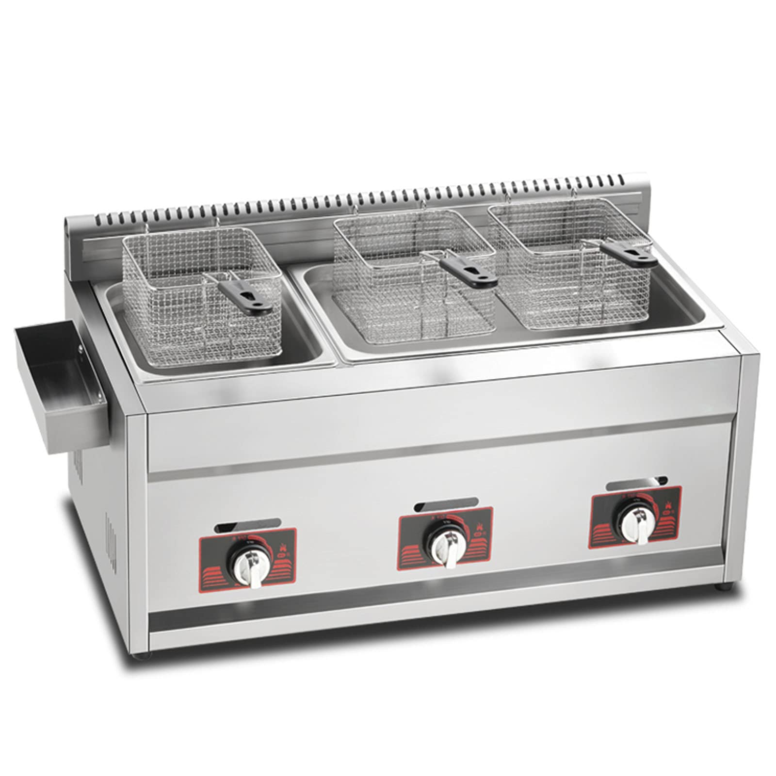 Friteuse à gaz GPL grande capacité 33 L de comptoir inox avec double panier de cuisson