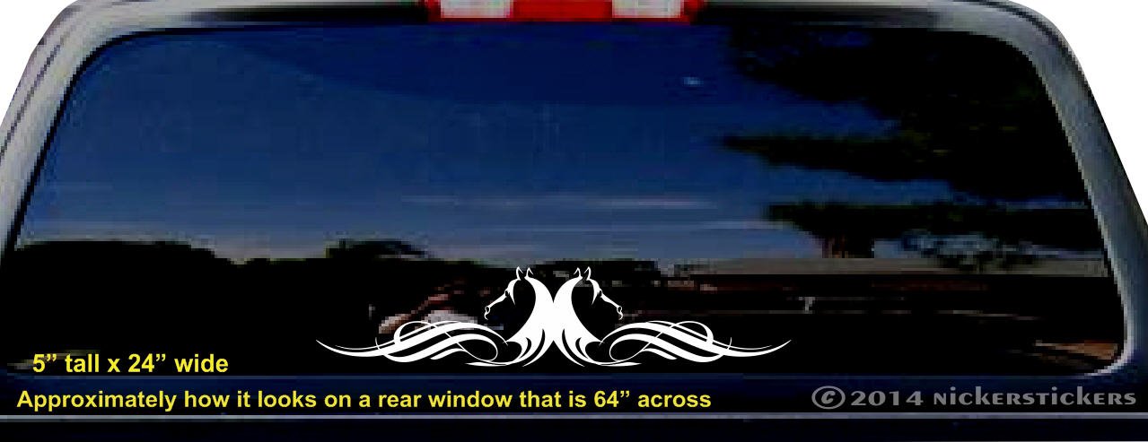 Bella testa di cavallo fiorire per lunotto posteriore – Truck Car Decal Sticker – 12,7 cm di altezza x 61 cm di larghezza