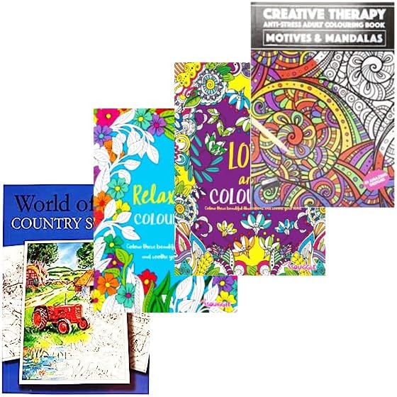 Colour Therapy Relaxing Anti-Stress Adult Colouring Books - Set of 4 ...