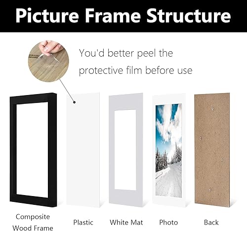 Miniatura 5 de BOANKODU Juego de 2 portarretratos de 5 x 7, hechos de plástico transparente de alta definición para fotos de 4 x 6 pulgadas con paspartú o de 5 x 7