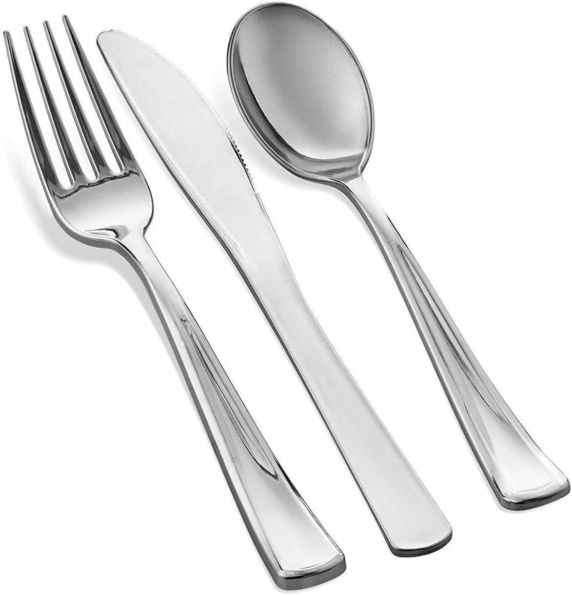 125 Piece Silver Party Dinnerware Set - Disposable Plates & Cutlery -3