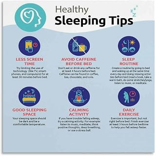 Healthy Sleep Chart Poster Healthy Sleeping Tips (1) Canvas Painting Wall Art Poster for Bedroom Living Room Decor 12x12inch(30x30cm) Unframe-style