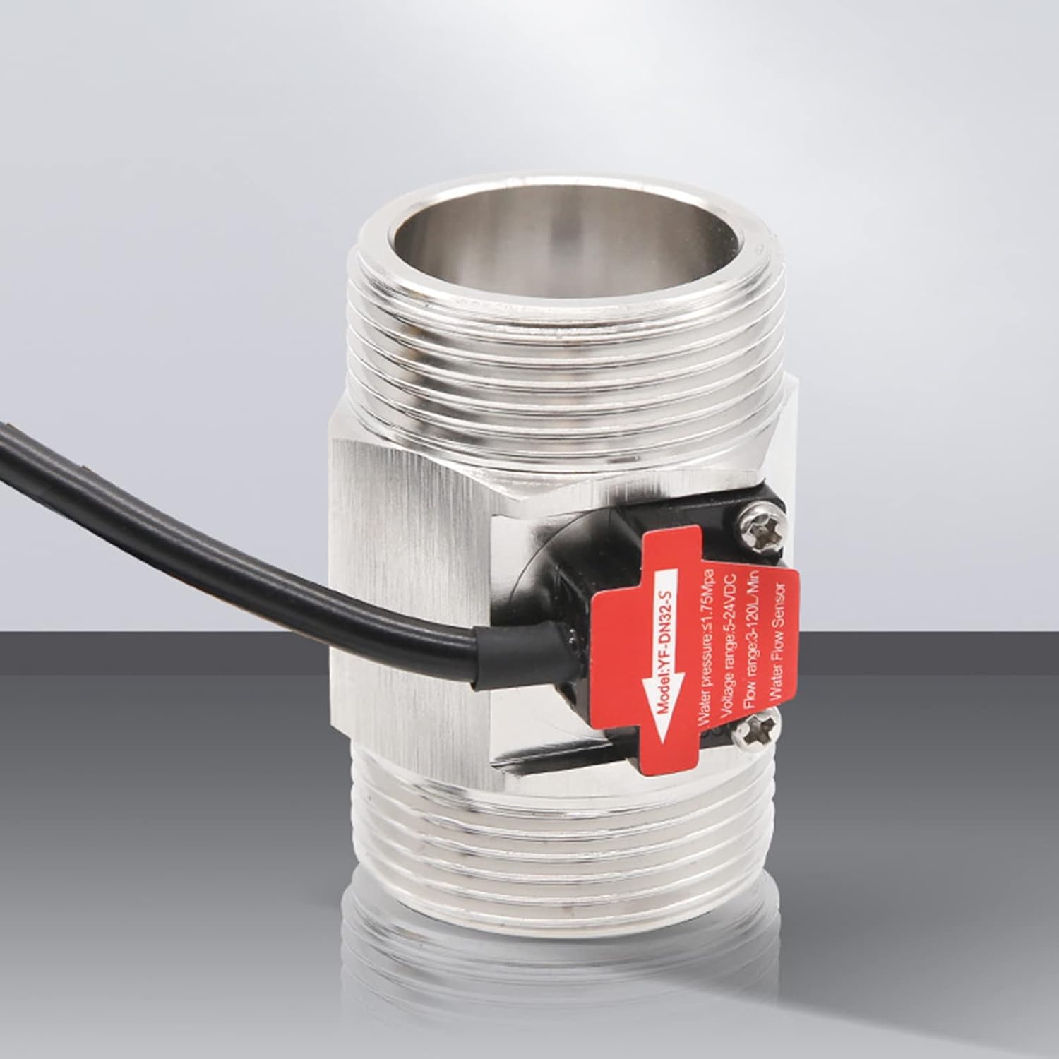 Yuly 1.25" Flow Sensor Stainless Steel Effect Liquid Water Switch Meter Flowmeter Flow Sensor Voltage 5-24VDC