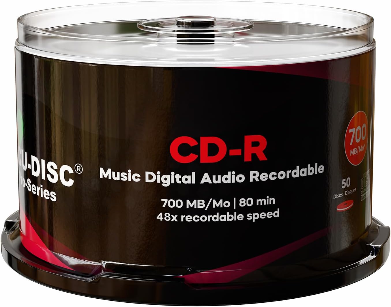 100 Pack ACU-DISC Pro-Series Music CD-R Digital Audio Recordable CD-R80 700MB 48x Speed 80 Min Real Time Mastering Blank Discs (19626)