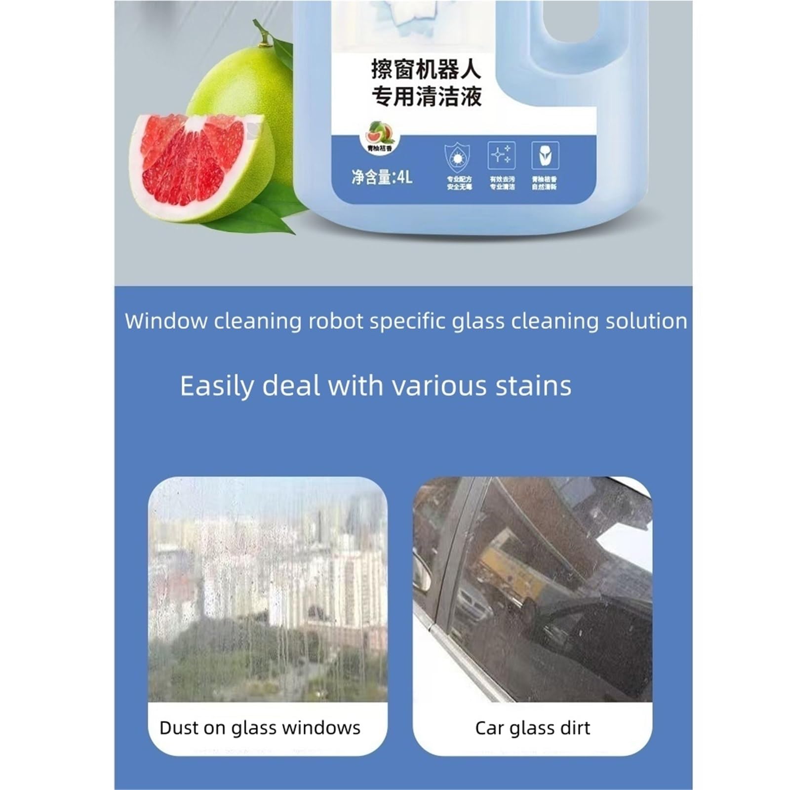 Robot limpiacristales con solución de limpieza de vidrios de 4000ml, compatible con ECOVACS Winbot W1S Pro/W1 PRO/W2 OMNI/W2 PRO/W2 PRO OMNI/WINBOT MINI HA41 W1SPRO W920(2 bottles)