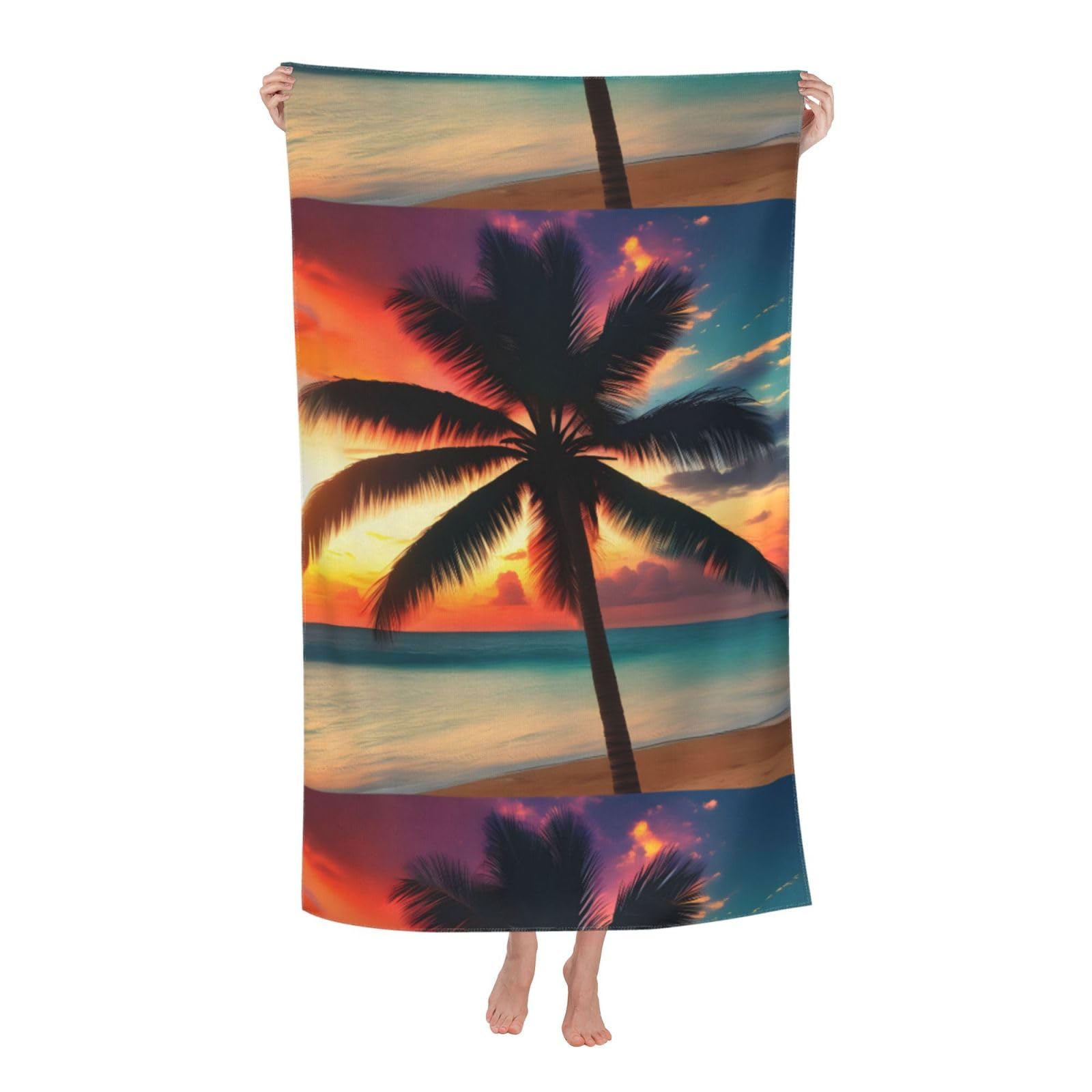 Cbaaghh Tropical Beach Palm Tree Sunset Print Adult Beach Towels,Beach & Pool Towel,Beach Towels,Towels For Camping